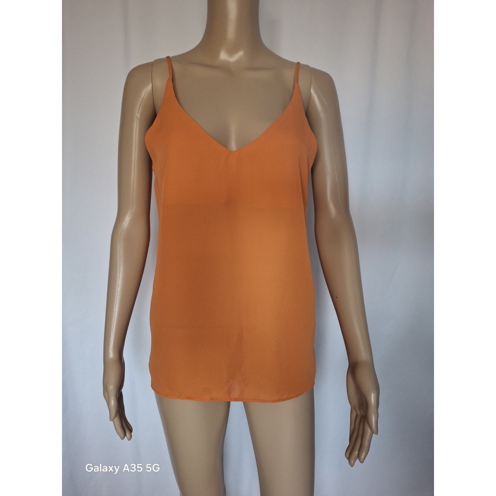 Shinestar Womens Orange Sleeveless V-Neck Camisole Top Size‎ M